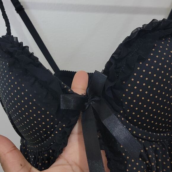 Sophie B Polka Dot Babydoll Slip Womens size S Tan Black - Picture 4 of 12